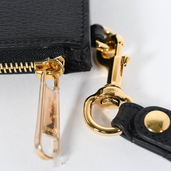 Gucci Black Leather Horsebit Wristlet Clutch with Gold Hardware - Picture 13 of 14